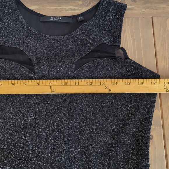 Guess Black Sparkly Peplum Sleeveless Dressy Top - Picture 9 of 12